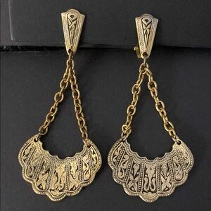 Vintage Spain Damascene Clip Earrings